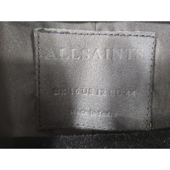 AllSaints Dalby Slim Fit Leather Biker Jacket Black/Gold - Picture 13 of 13